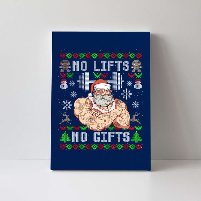 Funny No Lifts No Gifts Ugly Christmas Workout Powerlifting Canvas