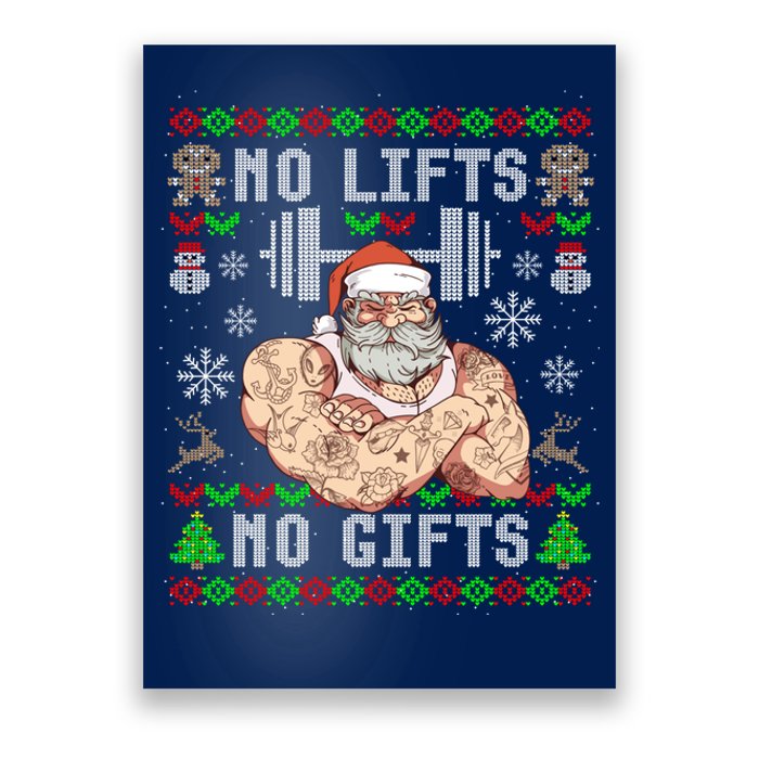 Funny No Lifts No Gifts Ugly Christmas Workout Powerlifting Poster