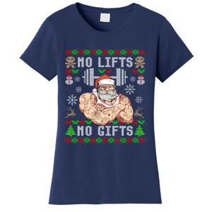 Funny No Lifts No Gifts Ugly Christmas Workout Powerlifting Women's T-Shirt