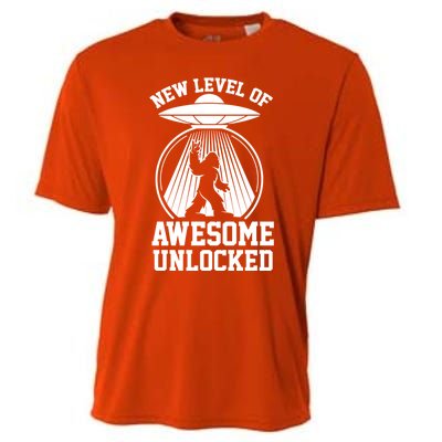 Funny New Level Of Awesome Unlocked Ufo Bigfoot Sasquatch Gift Cooling Performance Crew T-Shirt