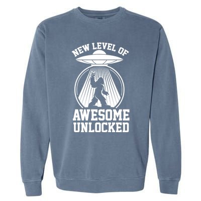 Funny New Level Of Awesome Unlocked Ufo Bigfoot Sasquatch Gift Garment-Dyed Sweatshirt