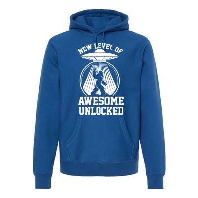 Funny New Level Of Awesome Unlocked Ufo Bigfoot Sasquatch Gift Premium Hoodie