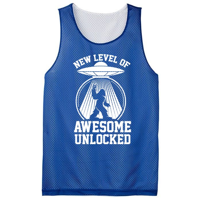 Funny New Level Of Awesome Unlocked Ufo Bigfoot Sasquatch Gift Mesh Reversible Basketball Jersey Tank