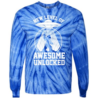 Funny New Level Of Awesome Unlocked Ufo Bigfoot Sasquatch Gift Tie-Dye Long Sleeve Shirt