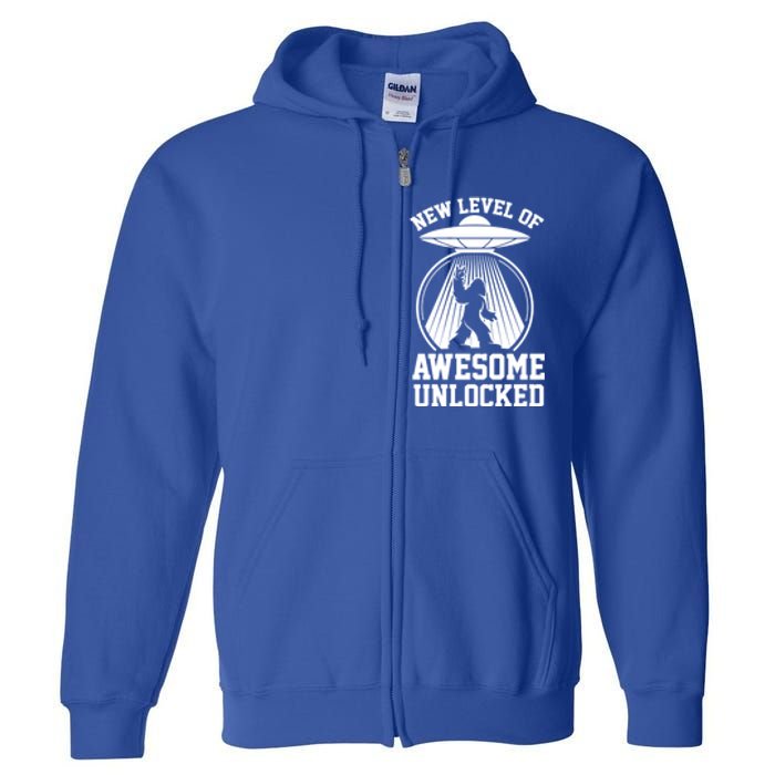 Funny New Level Of Awesome Unlocked Ufo Bigfoot Sasquatch Gift Full Zip Hoodie