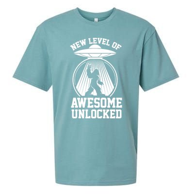 Funny New Level Of Awesome Unlocked Ufo Bigfoot Sasquatch Gift Sueded Cloud Jersey T-Shirt