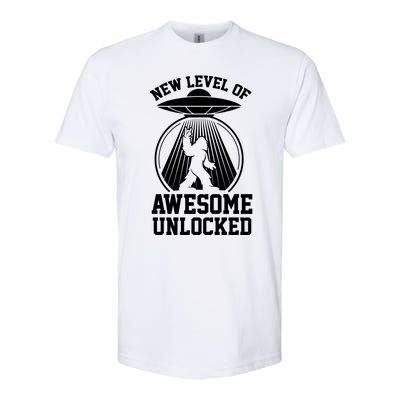 Funny New Level Of Awesome Unlocked Ufo Bigfoot Sasquatch Gift Softstyle CVC T-Shirt