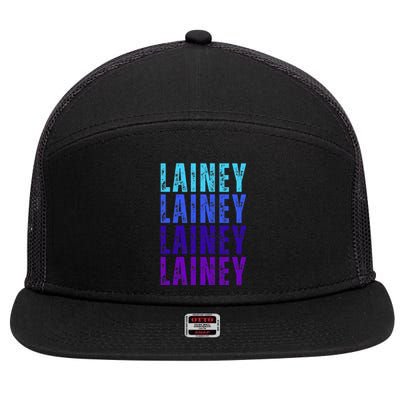 First Name Lainey I Love Lainey 7 Panel Mesh Trucker Snapback Hat