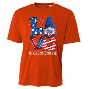 Forensic Nurse Love 4th Of July Gnome Usa Patriotic Gift Cooling Performance Crew T-Shirt