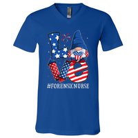 Forensic Nurse Love 4th Of July Gnome Usa Patriotic Gift V-Neck T-Shirt