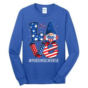 Forensic Nurse Love 4th Of July Gnome Usa Patriotic Gift Tall Long Sleeve T-Shirt