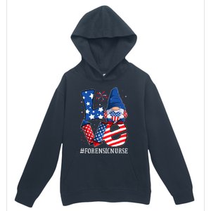 Forensic Nurse Love 4th Of July Gnome Usa Patriotic Gift Urban Pullover Hoodie