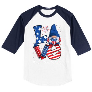 Forensic Nurse Love 4th Of July Gnome Usa Patriotic Gift Baseball Sleeve Shirt