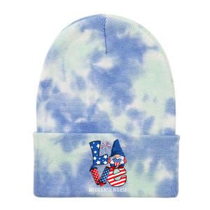 Forensic Nurse Love 4th Of July Gnome Usa Patriotic Gift Tie Dye 12in Knit Beanie