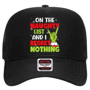 Funny Naughty List Family Christmas Santa Gift High Crown Mesh Back Trucker Hat