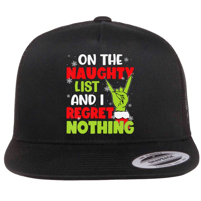 Funny Naughty List Family Christmas Santa Gift Flat Bill Trucker Hat