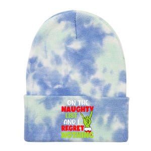 Funny Naughty List Family Christmas Santa Gift Tie Dye 12in Knit Beanie