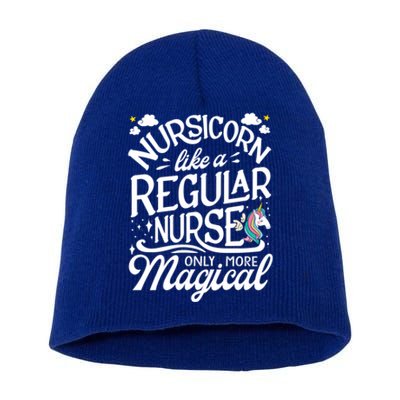 Funny Nursing Lover Nursicorn Graphic And Nurse Gift Short Acrylic Beanie