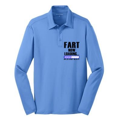 Fart Now Loading Funny Dad Joke Funny Gift Silk Touch Performance Long Sleeve Polo