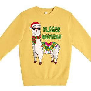 Fleece Navidad Llama Spanish Christmas Llama Premium Crewneck Sweatshirt