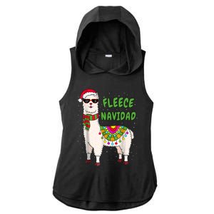 Fleece Navidad Llama Spanish Christmas Llama Ladies PosiCharge Tri-Blend Wicking Draft Hoodie Tank