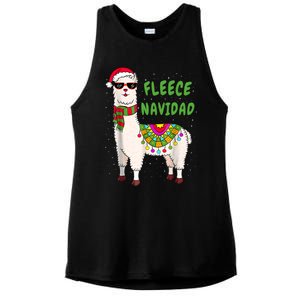 Fleece Navidad Llama Spanish Christmas Llama Ladies PosiCharge Tri-Blend Wicking Tank