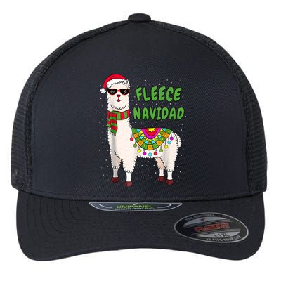 Fleece Navidad Llama Spanish Christmas Llama Flexfit Unipanel Trucker Cap