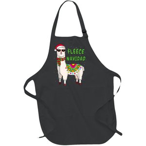 Fleece Navidad Llama Spanish Christmas Llama Full-Length Apron With Pockets