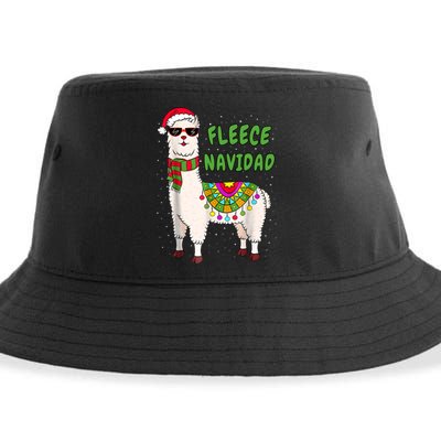 Fleece Navidad Llama Spanish Christmas Llama Sustainable Bucket Hat