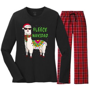 Fleece Navidad Llama Spanish Christmas Llama Women's Long Sleeve Flannel Pajama Set 