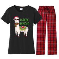 Fleece Navidad Llama Spanish Christmas Llama Women's Flannel Pajama Set