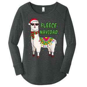 Fleece Navidad Llama Spanish Christmas Llama Women's Perfect Tri Tunic Long Sleeve Shirt