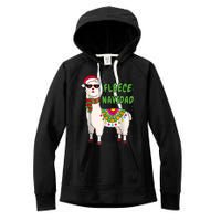 Fleece Navidad Llama Spanish Christmas Llama Women's Fleece Hoodie