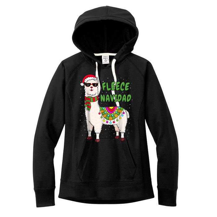 Fleece Navidad Llama Spanish Christmas Llama Women's Fleece Hoodie