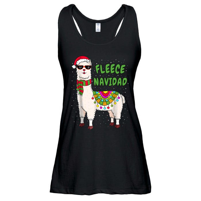 Fleece Navidad Llama Spanish Christmas Llama Ladies Essential Flowy Tank