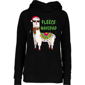 Fleece Navidad Llama Spanish Christmas Llama Womens Funnel Neck Pullover Hood