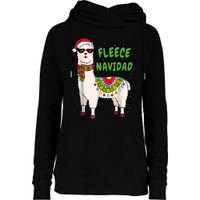 Fleece Navidad Llama Spanish Christmas Llama Womens Funnel Neck Pullover Hood