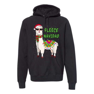 Fleece Navidad Llama Spanish Christmas Llama Premium Hoodie