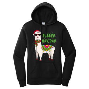 Fleece Navidad Llama Spanish Christmas Llama Women's Pullover Hoodie