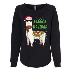 Fleece Navidad Llama Spanish Christmas Llama Womens California Wash Sweatshirt