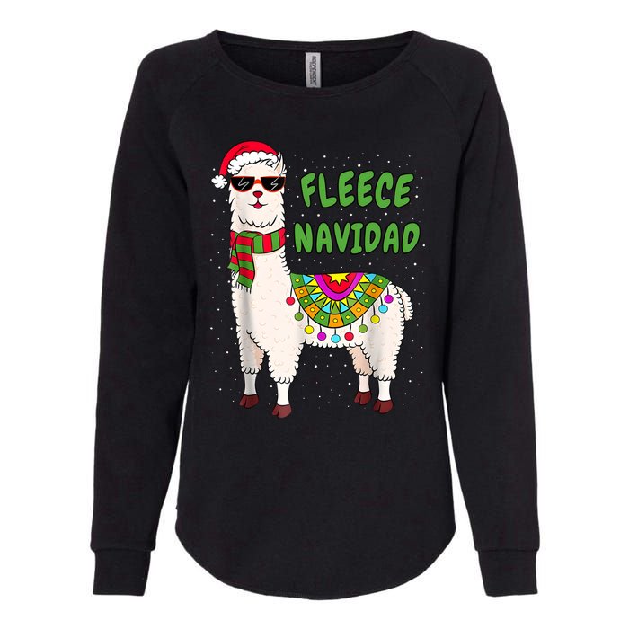 Fleece Navidad Llama Spanish Christmas Llama Womens California Wash Sweatshirt