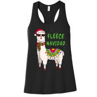 Fleece Navidad Llama Spanish Christmas Llama Women's Racerback Tank