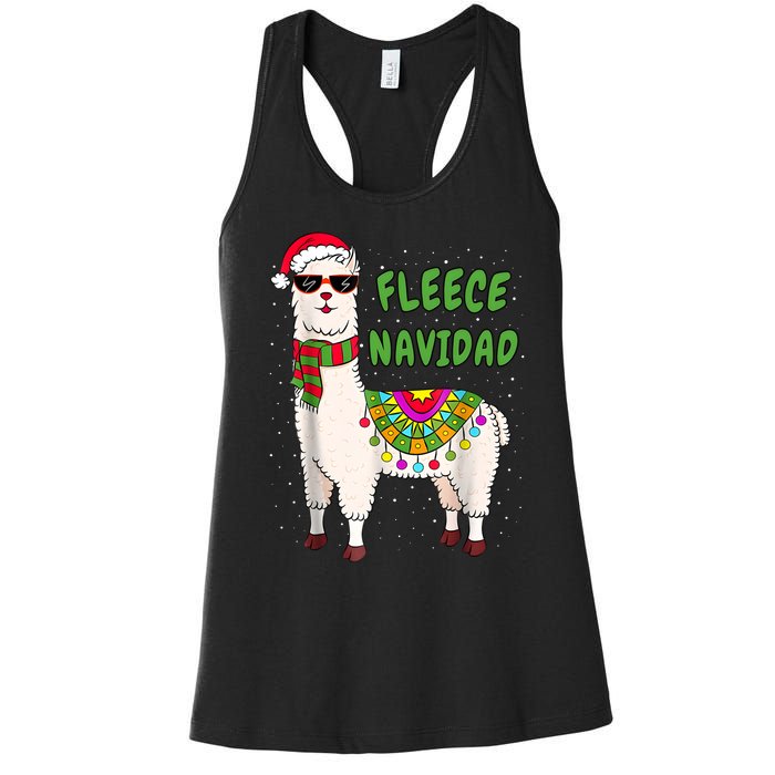 Fleece Navidad Llama Spanish Christmas Llama Women's Racerback Tank