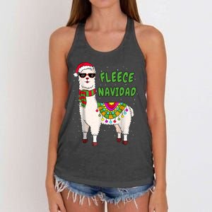 Fleece Navidad Llama Spanish Christmas Llama Women's Knotted Racerback Tank