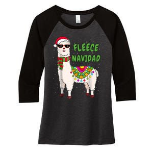 Fleece Navidad Llama Spanish Christmas Llama Women's Tri-Blend 3/4-Sleeve Raglan Shirt