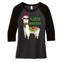 Fleece Navidad Llama Spanish Christmas Llama Women's Tri-Blend 3/4-Sleeve Raglan Shirt