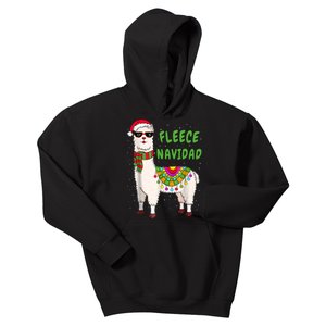 Fleece Navidad Llama Spanish Christmas Llama Kids Hoodie