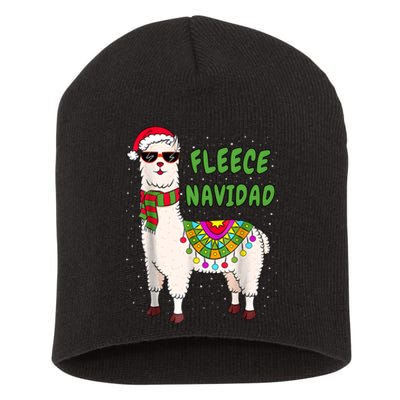 Fleece Navidad Llama Spanish Christmas Llama Short Acrylic Beanie