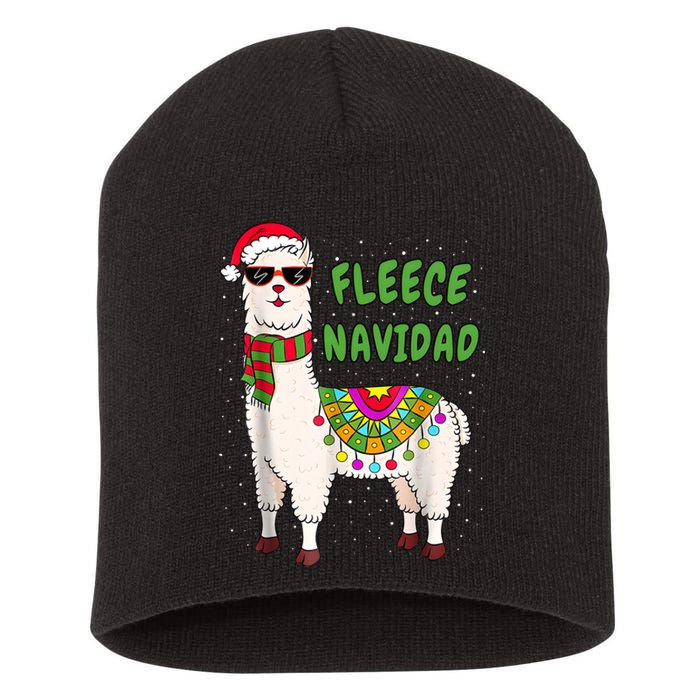 Fleece Navidad Llama Spanish Christmas Llama Short Acrylic Beanie