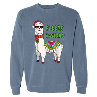 Fleece Navidad Llama Spanish Christmas Llama Garment-Dyed Sweatshirt